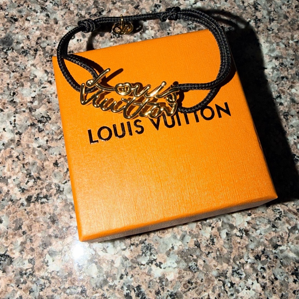 Louis Vuitton Black and Gold Bracelet